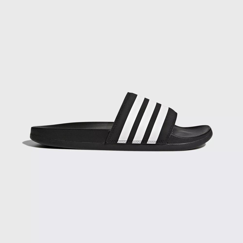 Adidas Adilette Cloudfoam Plus Stripes Sandalias Negros Para Mujer (MX-74309)